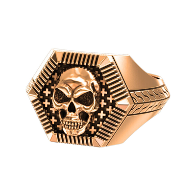 Pre-owned Indigo Skull Mens Signet Silver 925