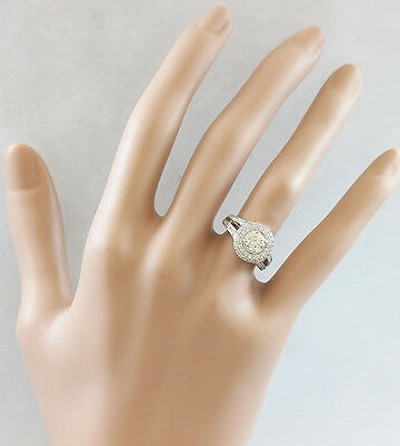 Pre-owned Halo 14k White Gold Round Cut Diamonds Engagement Ring Deco Bridal Natural  1.60