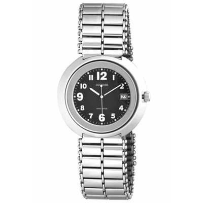 Pre-owned Jowissa Women's J7.012.l Pegasus Stainless Steel Bracelet Black Dial Date Watch