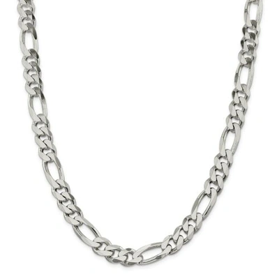 Pre-owned Accessories & Jewelry Sterling Silver Solid 10.75mm Plain Figaro Link Chain W/ Lobster Clasp 18" - 28"