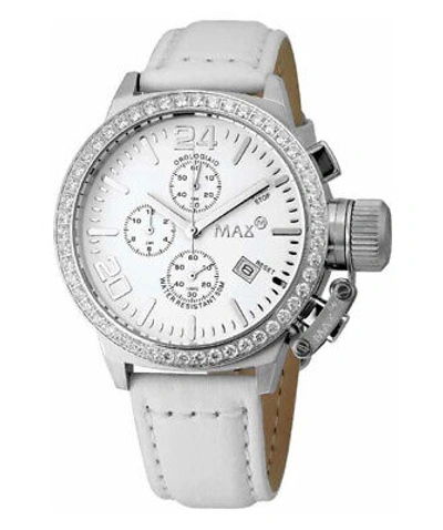 Pre-owned Max Watch The Classic Chrono 5atm White Cz Dial S/steel Case 47mm Diam 5-414