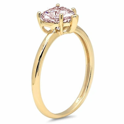 Pre-owned Pucci 1.0ct Heart Cut Vvs1 Pink Cz Wedding Classic Statement Ring Real 14k Yellow Gold