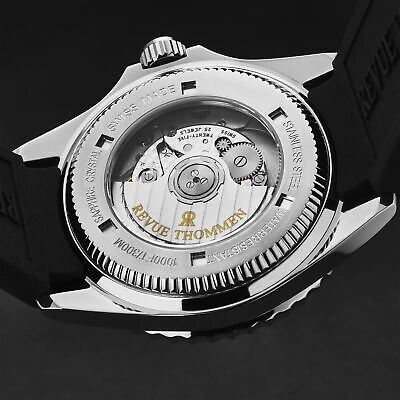 Pre-owned Revue Thommen Men's 'diver' Black Dial Black And Beige Bezel Gmt 17572.2832