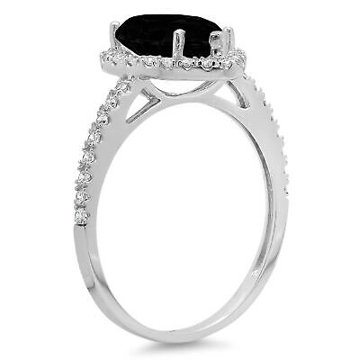 Pre-owned Pucci 2.45 Pear Cut Halo Natural Onyx Promise Bridal Wedding Ring Solid 14k White Gold In D