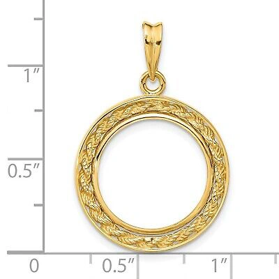 Pre-owned Jewelry Stores Network 2008 $5 1/10 oz American Buffalo Prong Set Encased Rope Coin Bezel In 14k Gold