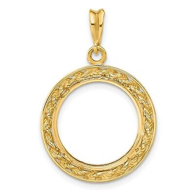 Pre-owned Jewelry Stores Network 2008 $5 1/10 oz American Buffalo Prong Set Encased Rope Coin Bezel In 14k Gold