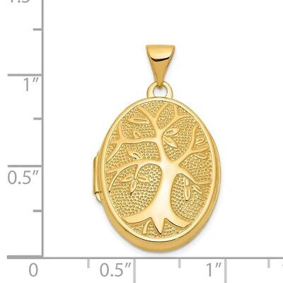 Pre-owned Skyjewelers Real 14kt Yellow Gold 21x16mm Oval Tree Locket