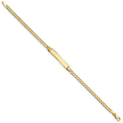 Pre-owned Skyjewelers Real 14kt Semi-solid Polished Cuban Id Chain Bracelet; 8 Inch In Yellow