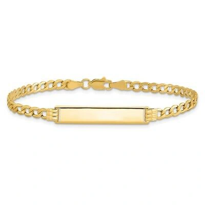 Pre-owned Skyjewelers Real 14kt Semi-solid Polished Cuban Id Chain Bracelet; 8 Inch In Yellow