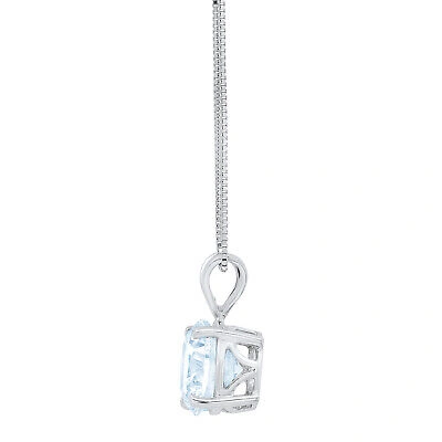 Pre-owned Pucci 1.5ct Round Cut Natural Aquamarine Pendant Necklace 16" Chain Box 14k White Gold In D