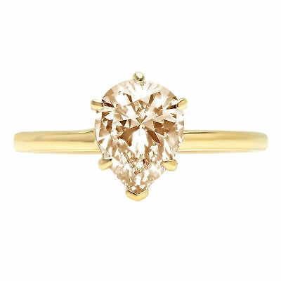 Pre-owned Pucci 1 Pear Shape Real Morganite Wedding Bridal Promise Classic Ring 14k Yellow Gold In D