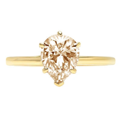 Pre-owned Pucci 1 Pear Shape Real Morganite Wedding Bridal Promise Classic Ring 14k Yellow Gold In D