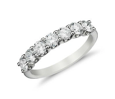 Pre-owned Pucci 1.15ct Round Simulated Diamond Stackable Petite Anniversary Band 14k White Gold In White/colorless
