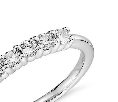 Pre-owned Pucci 1.15ct Round Simulated Diamond Stackable Petite Anniversary Band 14k White Gold In White/colorless