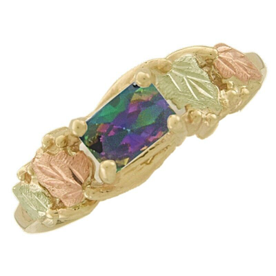 Pre-owned Black Hills Gold 10k  Ladies Ring W Mystic Topaz Size 5 - 10