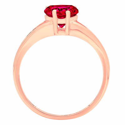 Pre-owned Pucci 1.5ct Heart Split Shank Statement Bridal Simulated Ruby Ring Solid 14k Pink Gold In Red
