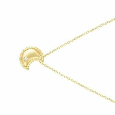 Pre-owned Phillip Gavriel Designer Diamond Moon Necklace 14k Yellow Gold 18" Cable Chain