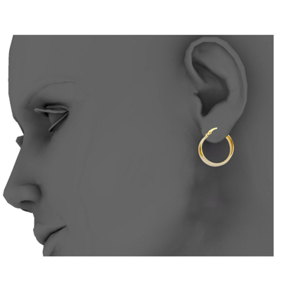 Pre-owned Tgdj 14k Yellow Gold 6mm Hoop Earrings For Girl Diameter - 20 Mm