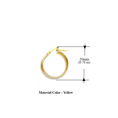 Pre-owned Tgdj 14k Yellow Gold 6mm Hoop Earrings For Girl Diameter - 20 Mm