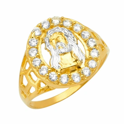 Pre-owned Tdgj 14k Yellow Gold Cubic Zirconia Men's Ring / Avg. Weight - 3.7 Grams