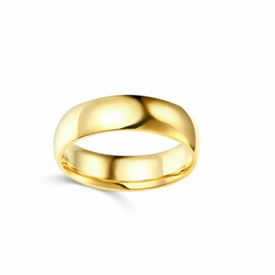 Pre-owned Td Collections 14k Yellow Gold 6mm Plain Regular Fit Classic Light Dome Wedding Band