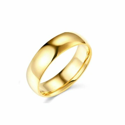 Pre-owned Td Collections 14k Yellow Gold 6mm Plain Regular Fit Classic Light Dome Wedding Band
