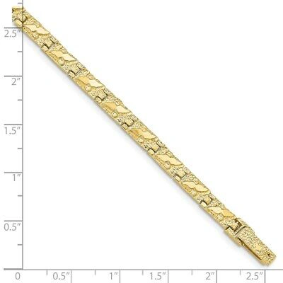 Pre-owned Skyjewelers Real 10kt Yellow Gold 4.0mm Nugget Chain Bracelet; 8 Inch