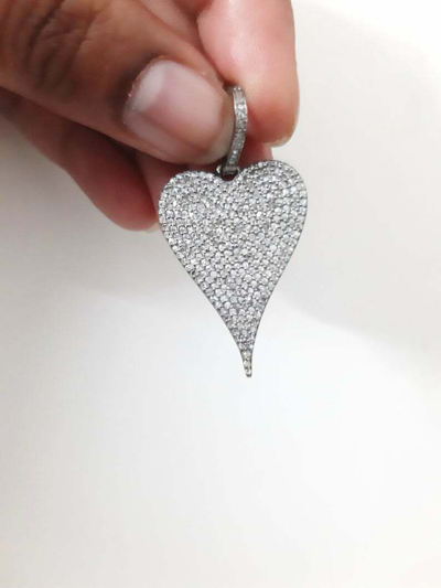 Pre-owned Nsg 2.5 Cts Vvs Simulated Diamond Valentine Heart Women's Pendant 925 Silver In White