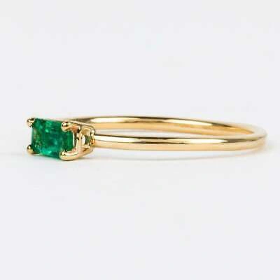 Pre-owned Handmade Fine14k Gold Natural Certified Andmade .95 Ct Emerald Stone Cluster Ring For Her In Green