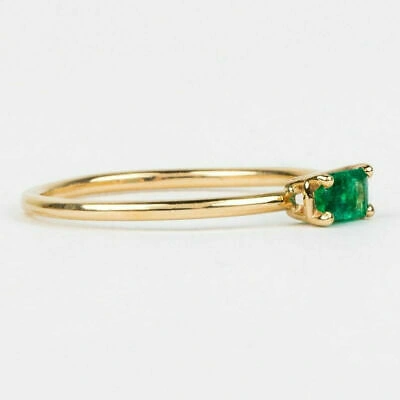 Pre-owned Handmade Fine14k Gold Natural Certified Andmade .95 Ct Emerald Stone Cluster Ring For Her In Green