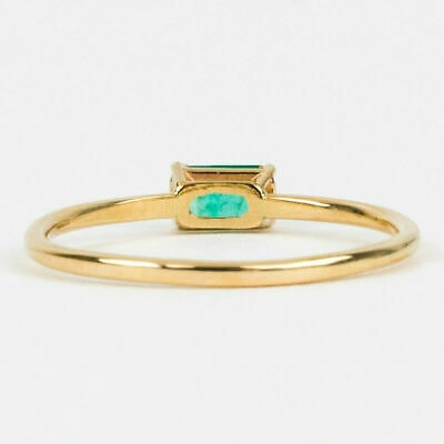 Pre-owned Handmade Fine14k Gold Natural Certified Andmade .95 Ct Emerald Stone Cluster Ring For Her In Green