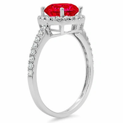 Pre-owned Pucci 1.85 Ct Round Cut Halo Tourmaline Gem Promise Bridal Wedding Ring 14k White Gold In Red