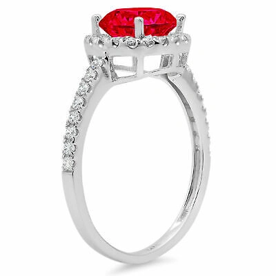 Pre-owned Pucci 1.85 Ct Round Cut Halo Tourmaline Gem Promise Bridal Wedding Ring 14k White Gold In Red