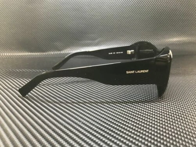 Pre-owned Saint Laurent Sl 498 001 Black Rectangle 55 Mm Women's Sunglasses