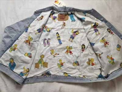 Pre-owned Levi's Men's M Xl Xxl  X The Simpsons Bart Lined Trucker Jean Denim Jacket In Blue
