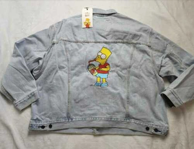 Pre-owned Levi's Men's M Xl Xxl  X The Simpsons Bart Lined Trucker Jean Denim Jacket In Blue
