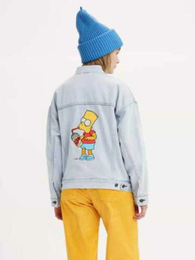 Pre-owned Levi's Men's M Xl Xxl  X The Simpsons Bart Lined Trucker Jean Denim Jacket In Blue