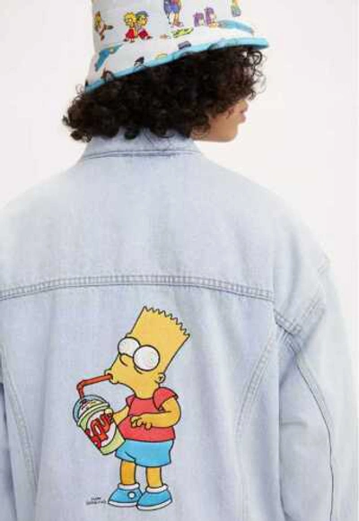 Pre-owned Levi's Men's M Xl Xxl  X The Simpsons Bart Lined Trucker Jean Denim Jacket In Blue