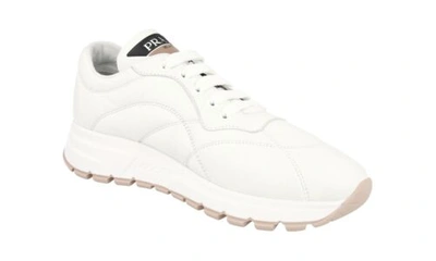 Pre-owned Prada Auth Luxury  Sneakers Shoes 1e245l White Nappa Aviator Leather