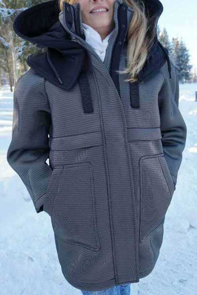 Pre-owned H&m Alexander Wang Jacket Parka Coat Scuba Us12 12 Eur42 42 Uk16 16 In Gray