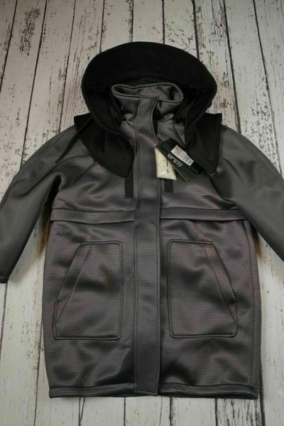 Pre-owned H&m Alexander Wang Jacket Parka Coat Scuba Us12 12 Eur42 42 Uk16 16 In Gray