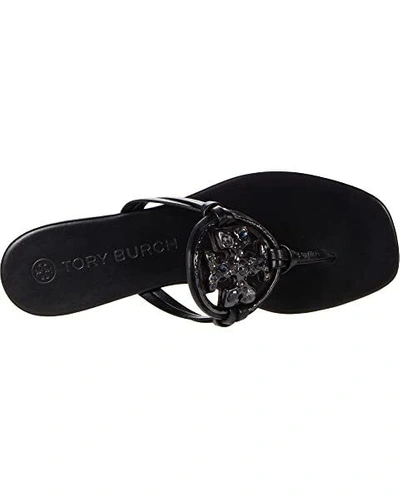 Pre-owned Tory Burch Metal Jeweled Miller Crystal Embellished Sandals Black Many Sizes