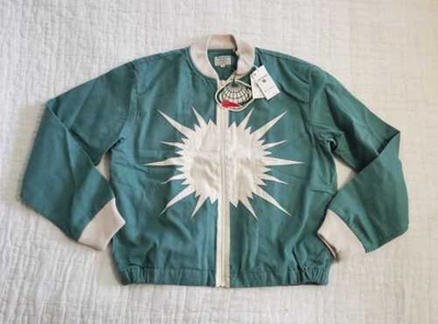 Pre-owned Levi's Men's M L Vintage Clothing Lvc 1950s Rocket City Starburst  Bomber Jacket In Green