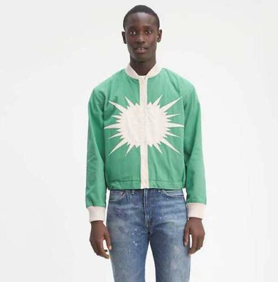 Pre-owned Levi's Men's M L  Vintage Clothing Lvc 1950s Rocket City Starburst Bomber Jacket In Green