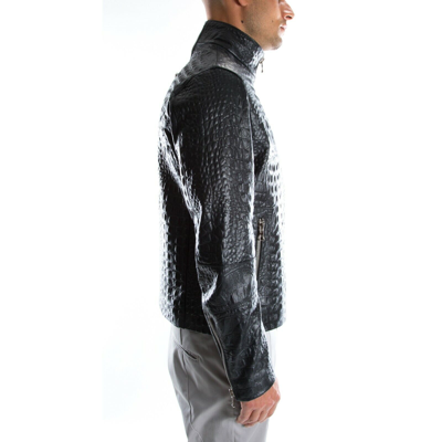 Pre-owned Handmade Black Crocodile Italian  Men Genuine Leather Slim Fit Jacket Xs To 2xl