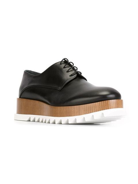 Jil Sander 50mm Leather Platform Lace-up Shoes, Black | ModeSens
