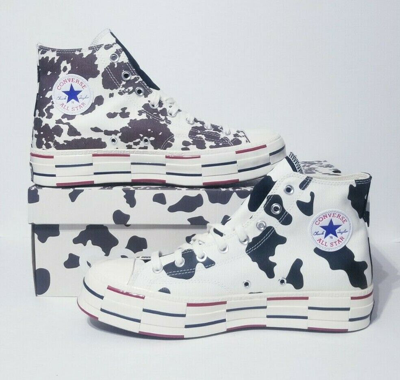 Pre-owned Converse Chuck Taylor All-star 70s Hi Brain Dead Cow Print 169946c  Mens Size In Egret/black/french Roast | ModeSens