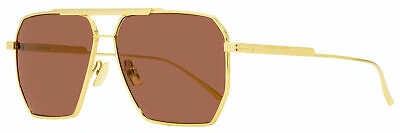 Pre-owned Bottega Veneta Square Sunglasses Bv1012s 005 Gold 60mm 1012 In Brown/burgundy