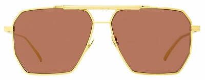 Pre-owned Bottega Veneta Square Sunglasses Bv1012s 005 Gold 60mm 1012 In Brown/burgundy