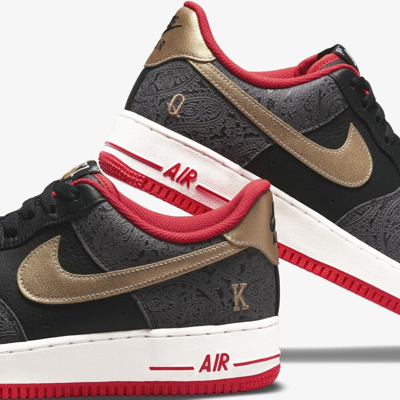 Pre-owned Nike Air Force 1 Low 'spades' Black Red Gold Size 8-13 Dj5184-001